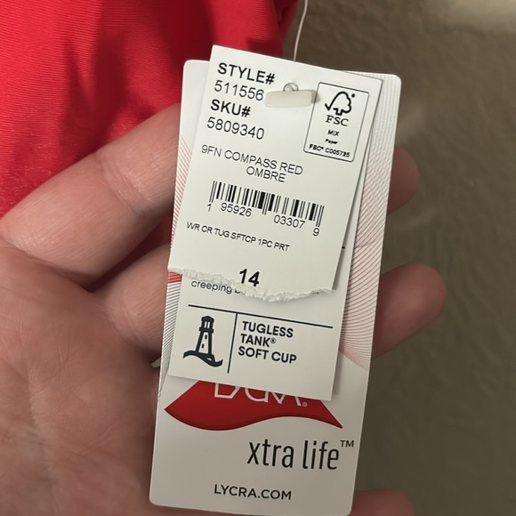 Lands End Swim Women’s Patriotic One Piece Swimsuit Size 14 Red White Blue NWT - Picture 3 of 6